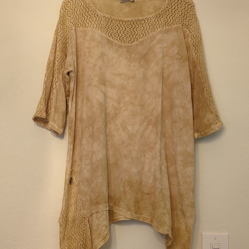 Cotton Ways Gauzy Modest Art to Wear Lagenlook Neutral color Tunic Top large